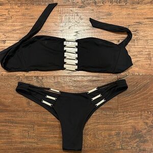Beach Bunny Black Bikini with Gold Accents